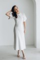 Платье белое атласное с корсетом на талии [021-0224]