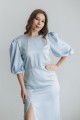 Сукня ніжно блакитна довжини міді атласна [026-0324]