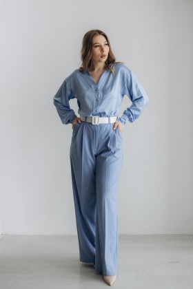 Брюки палаццо голубого цвета [076-0224]