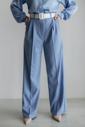 Брюки палаццо голубого цвета [076-0224]