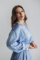 Блуза шелковая голубая на пуговке [036-0324]