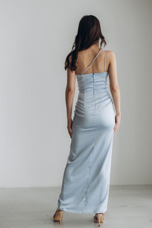 Сукня блакитна довжини максі по фігурі [016-0324]