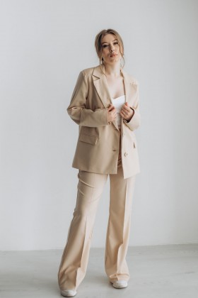 Костюм бежевий із подовженим піджаком [093-0224]