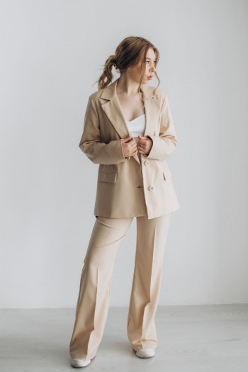 Пиджак бежевый удлиненный [103-0224]