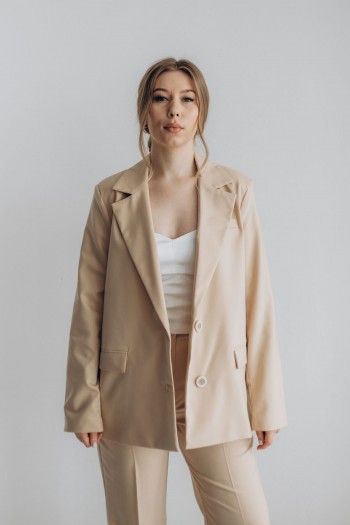 Пиджак бежевый удлиненный [103-0224]