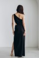 Платье черное длины макси с вырезом на талии [010-0224]