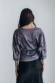 Блуза шовковаа сіра із зав'язкою на талії [039-0224]