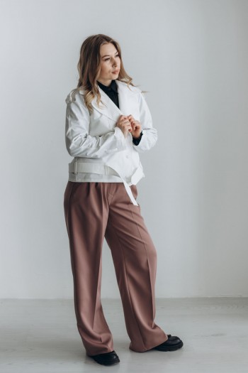 Тренч білий укорочений [141-0424]