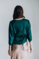 Блуза шовковаа зелена із зав'язкою на талії [035-0224]