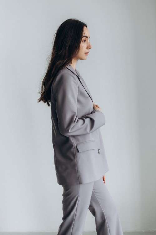 Пиджак серый удлиненный [109-0224]