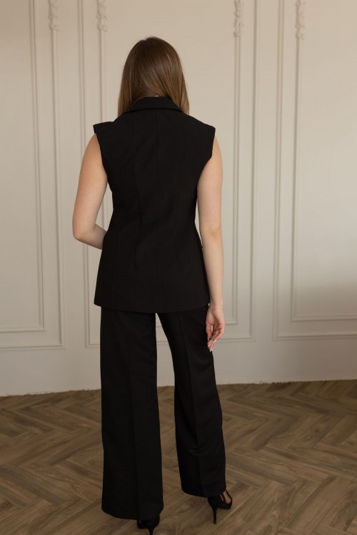 Костюм жилет виталений і штани прямі чорного кольору "Силует" [090-0226]