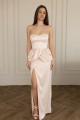 Сукня пудрова  максі довжини з пишною баскою"Еліс" [013-0226]