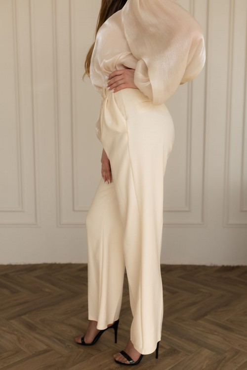 Штани прямого крою ванільного кольору "Палаццо" [073-0126]
