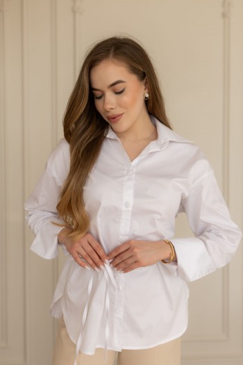 Сорочка котонова біла із зав'язками "Келі" [031-0226]