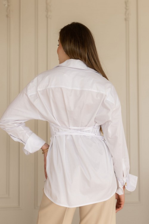 Сорочка котонова біла із зав'язками "Келі" [031-0226]
