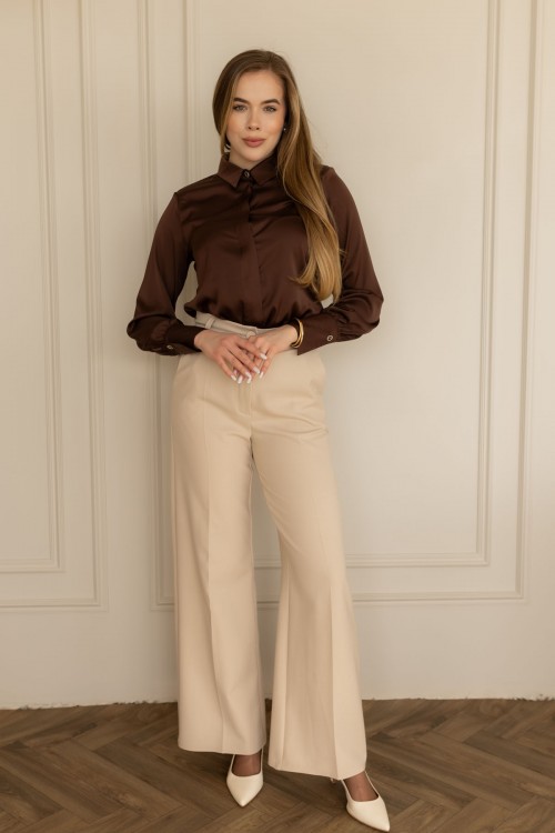 Блуза з комірцем шоколадного кольору "Мілана" [033-1225]