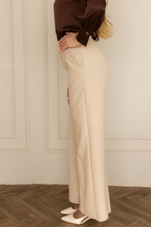 Штани прямого крою кольору пломбір "Мілана" [073-0226]