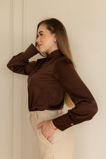 Блуза з комірцем шоколадного кольору "Мілана" [033-1225]