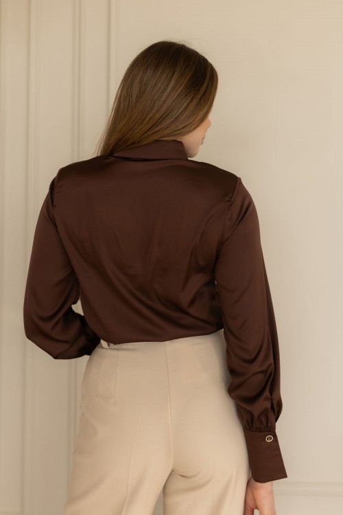 Блуза з комірцем шоколадного кольору "Мілана" [033-1225]
