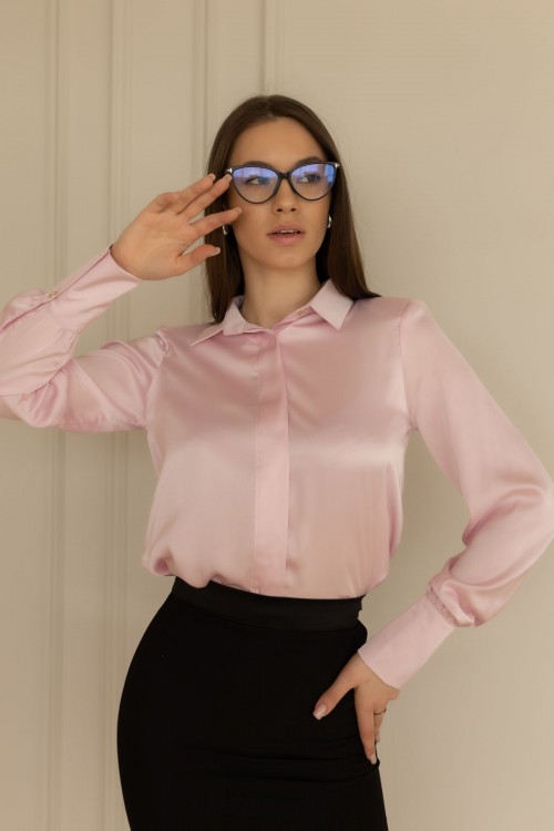  Блуза з комірцем рожевого кольору "Мілана" [032-1225]