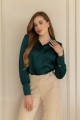 Блуза з комірцем смарагдова "Мілана" [035-1225]