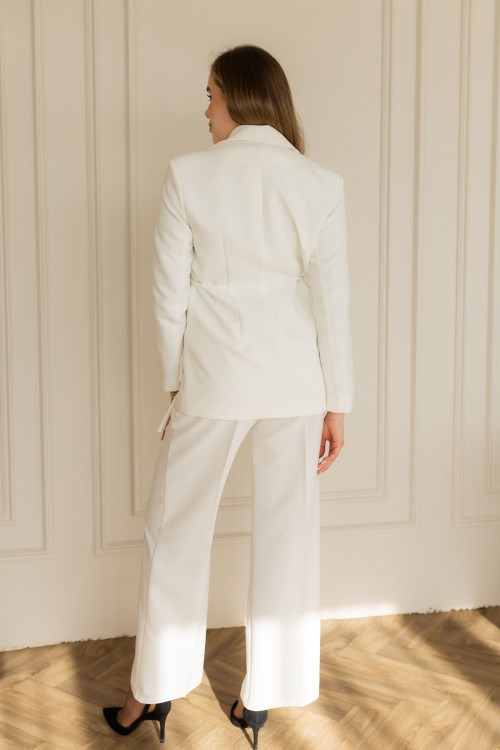 Піджак білий із зав'язками на талії "Келі" [101-0226]
