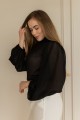 Блуза чорна із пишним рукавом "Вуаль" [030-0126]