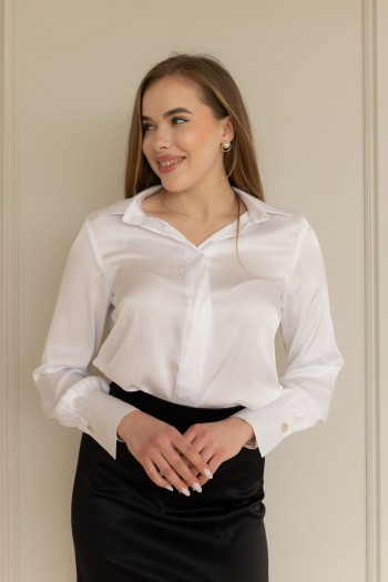 Блуза з комірцем біла "Мілана" [031-1225]