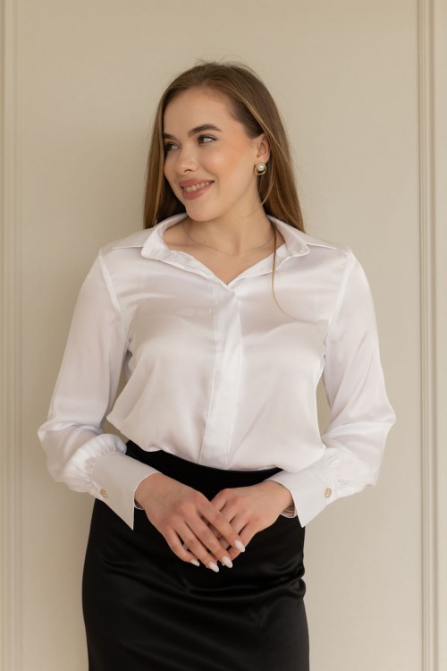 Блуза з комірцем біла "Мілана" [031-1225]