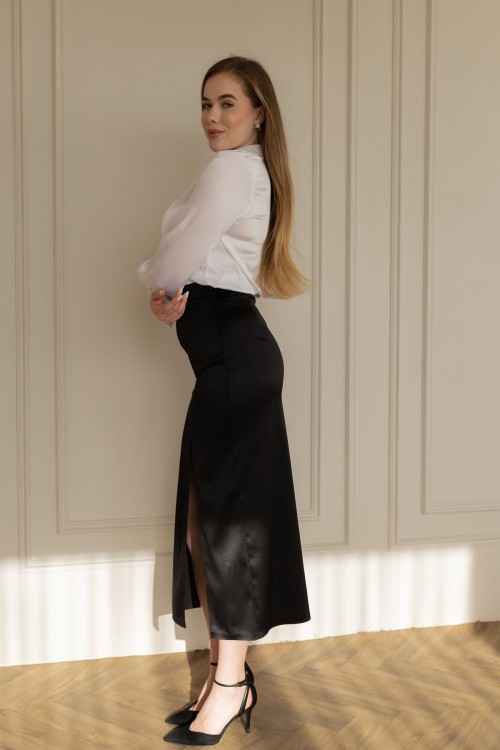 Блуза з комірцем біла "Мілана" [031-1225]