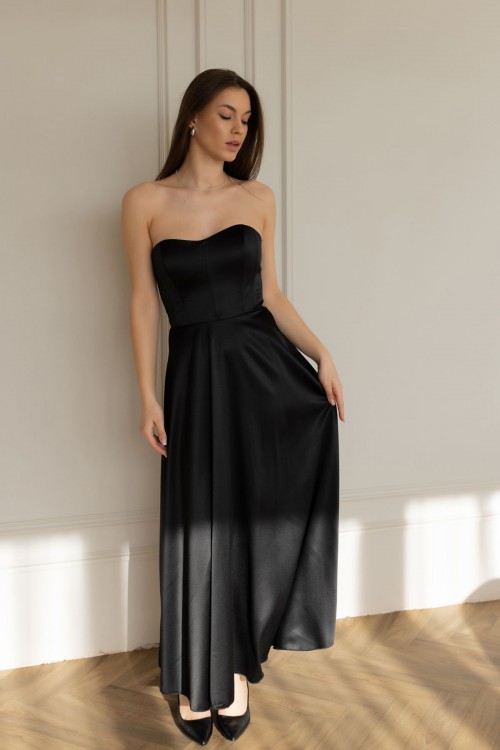 Сукня чорна корсетна атласна "Венеція" [010-0525]