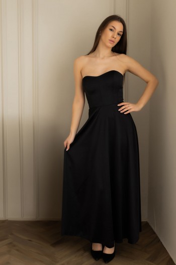 Сукня чорна корсетна атласна "Венеція" [010-0525]