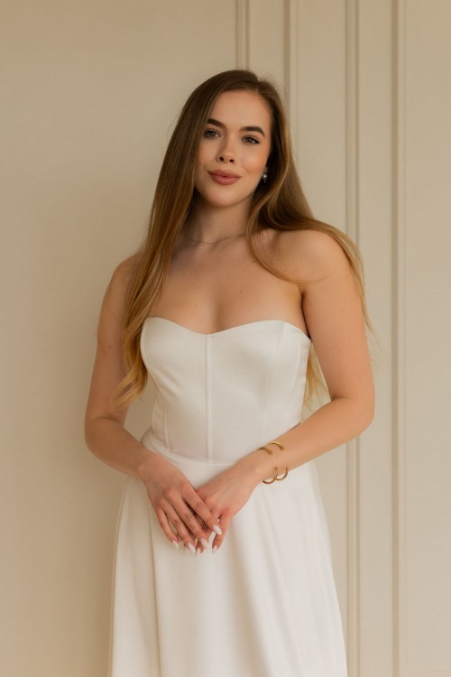 Сукня біла корсетна атласна "Венеція" [011-0126]