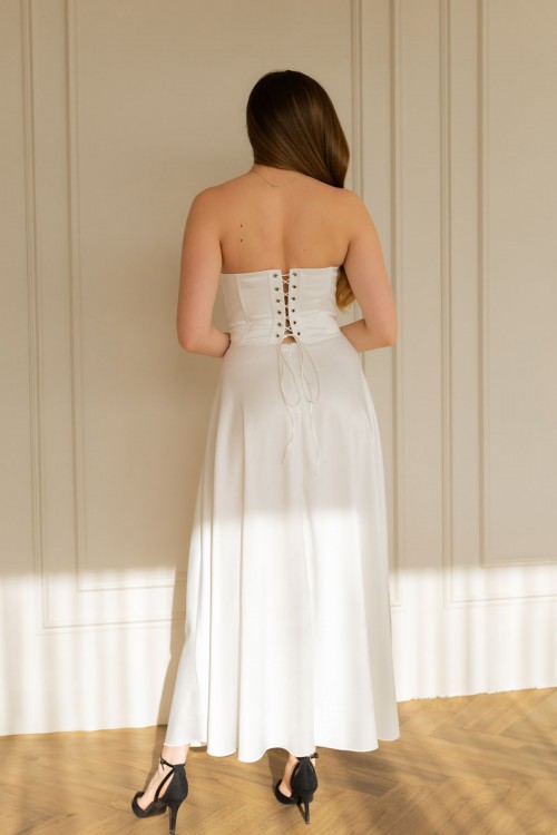 Сукня біла корсетна атласна "Венеція" [011-0126]