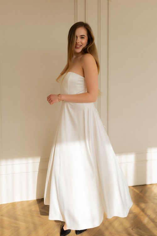 Сукня біла корсетна атласна "Венеція" [011-0126]