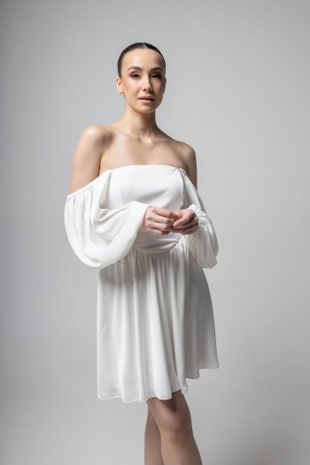Сукня біла коротка, верх корсетом [021-1224]