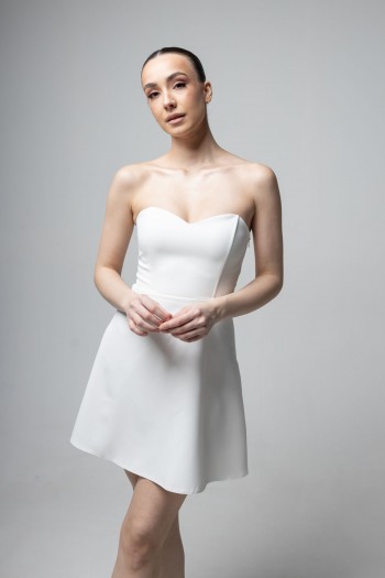 Сукня біла коротка, верх корсетом [021-0425]