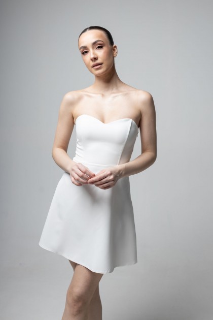 Платье белое короткое, верх корсетом [021-0425]
