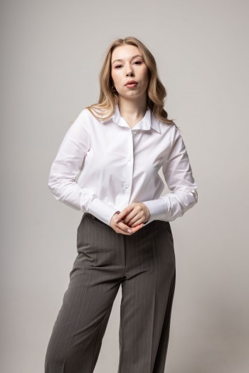  Рубашка котоновая белая классическая [031-0425]