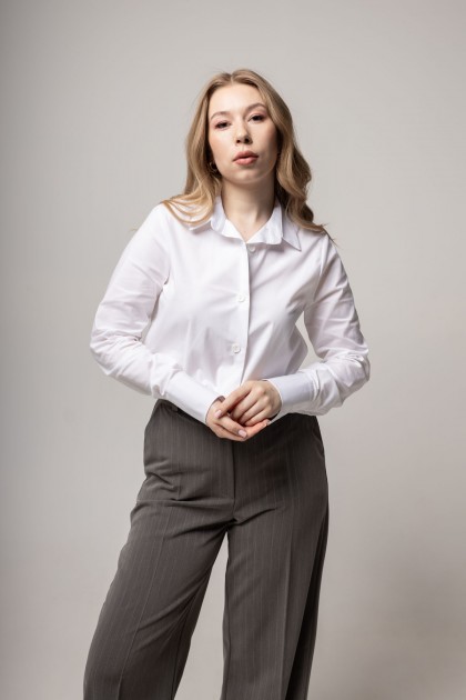  Рубашка котоновая белая классическая [031-0425]