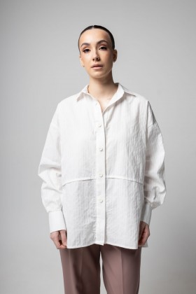Рубашка котоновая белая оверсайз [031-0625]