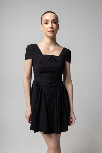 Сукня лляна чорна міні довжини [020-0625]