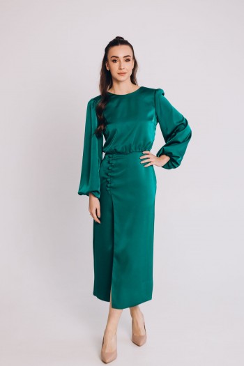 Сукня довжини міді по фігурі із розпіркою [025-1124]