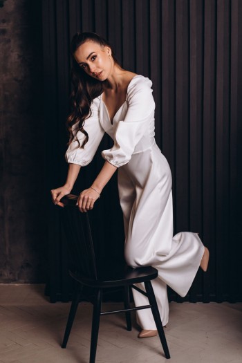 Комбінезон білий штани палаццо [111-0124]