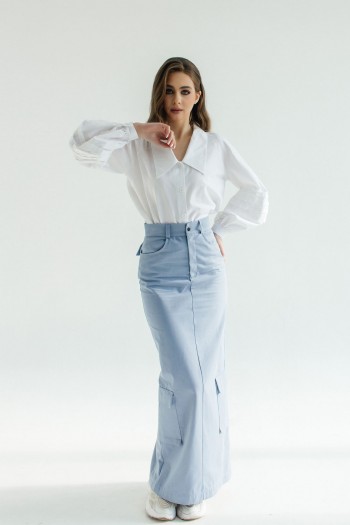  Юбка макси синяя 067-0423