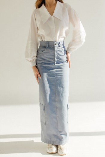  Юбка макси синяя 067-0423