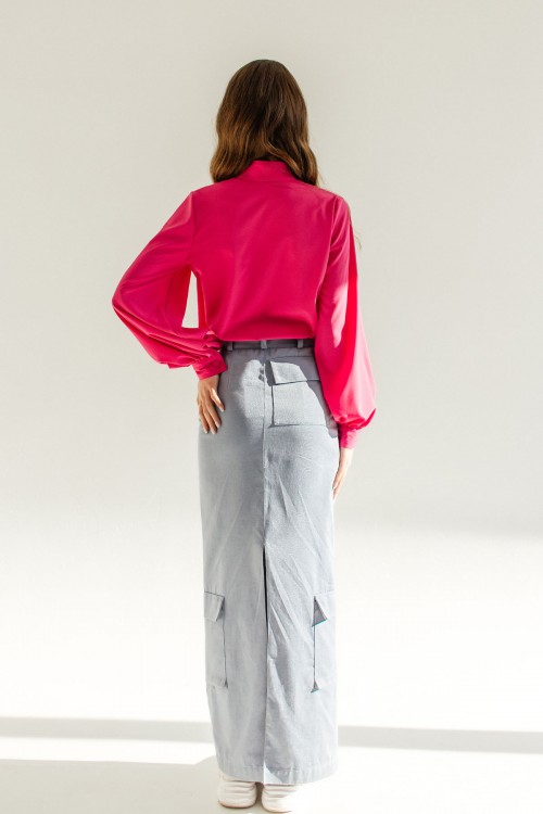 Блуза розовая со стойкой 032-0423