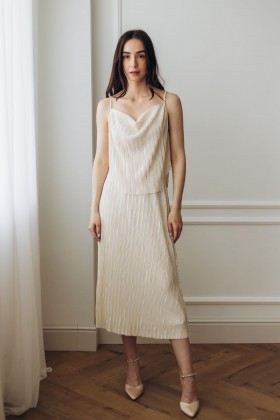 Костюм майка і спідниця кольору айворі  [094-0624]