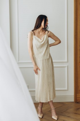 Костюм майка і спідниця кольору айворі  [094-0624]