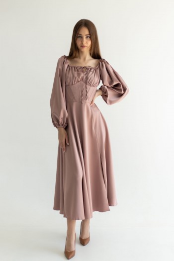 Сукня моко пишний рукав довжина міді [023-1023]